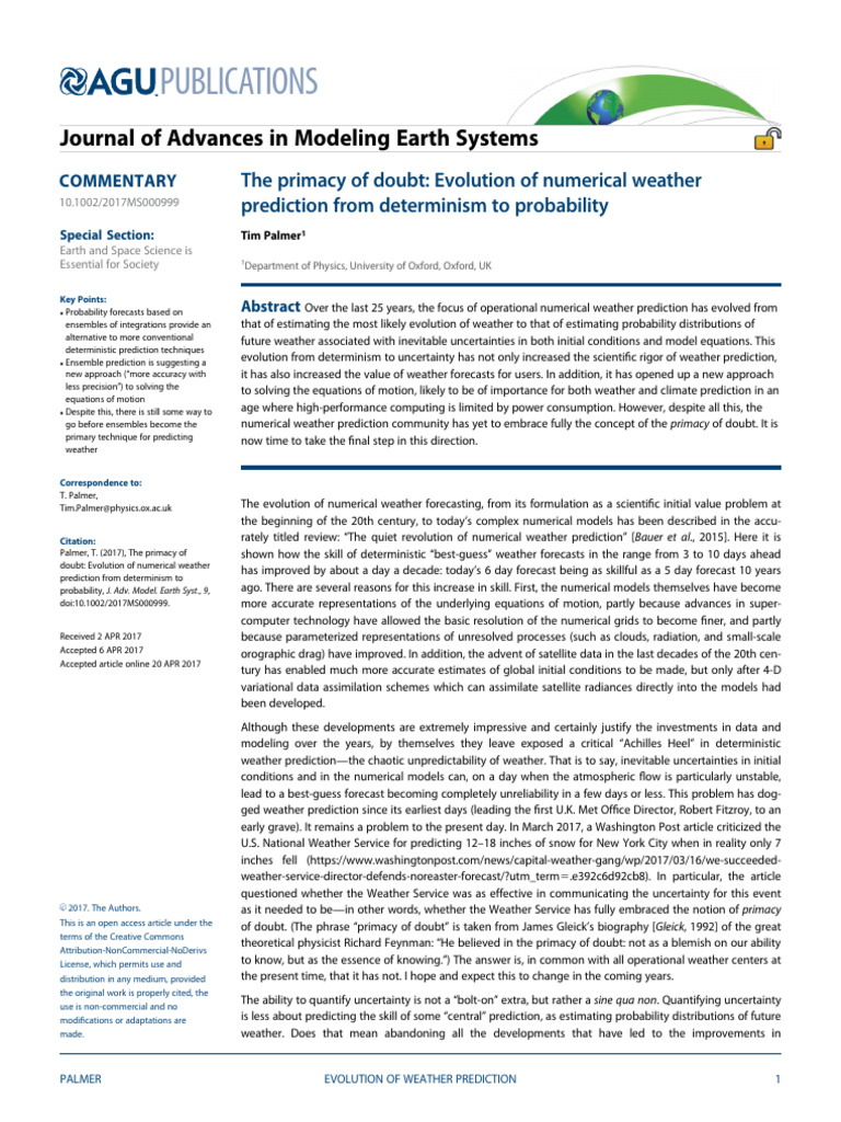Evolution of Weather Prediction Methods | PDF | Numerical Weather ...