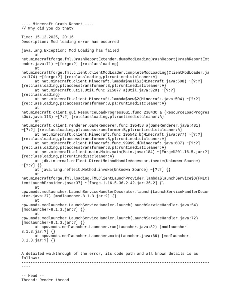 Minecraft Mod Loading Crash Report | PDF | Java Virtual Machine ...