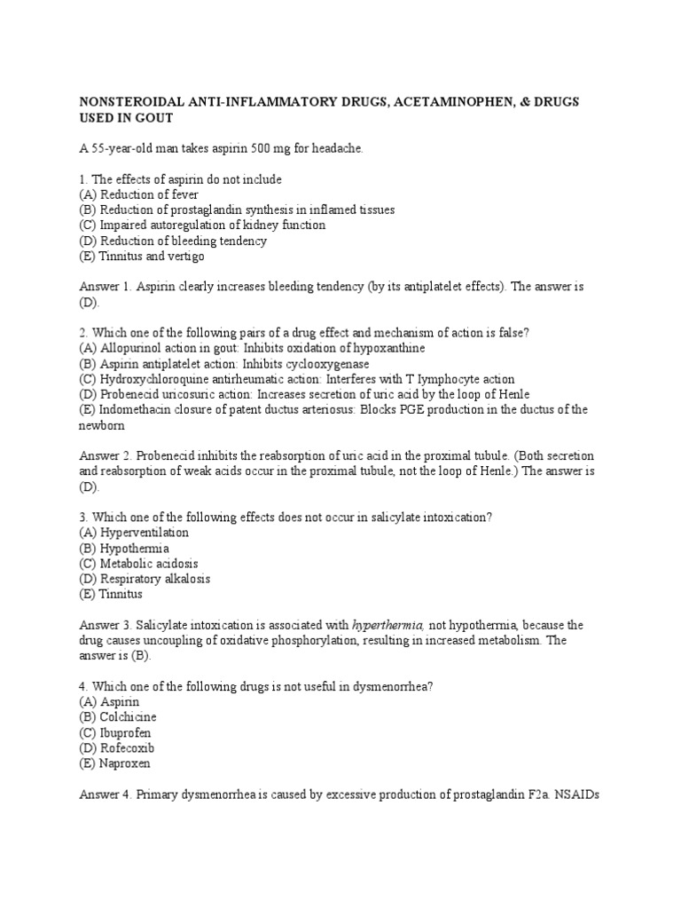 Nonsteroidal AntiInflammatory Drugs, Acetaminophen, & Drugs Used in