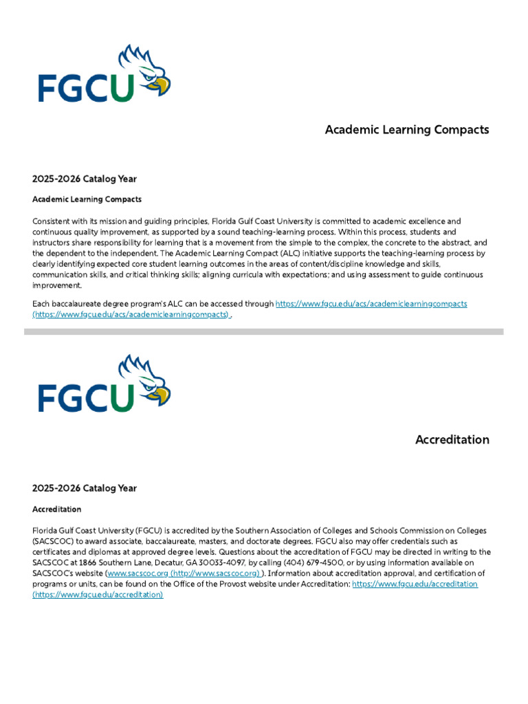 The FGCU Catalog | PDF | Advanced Placement | College Level Examination ...