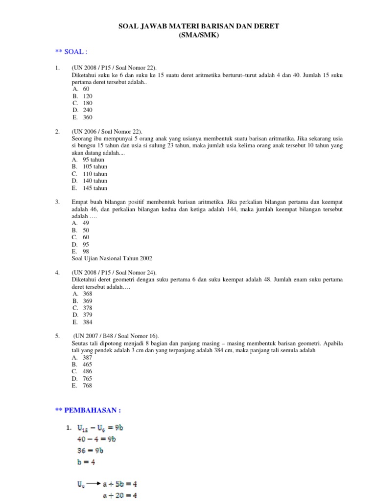 13++ Contoh Soal Barisan Geometri Seutas Tali - Kumpulan ...