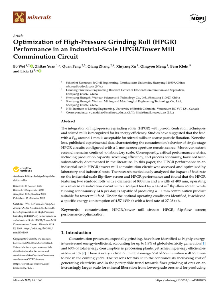 Optimization of High-Pressure Grinding Roll HPGR P | PDF | Mill (Grinding)