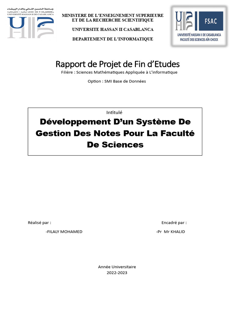 Système de Gestion des Notes Académiques | PDF | Mot de passe | Bases ...