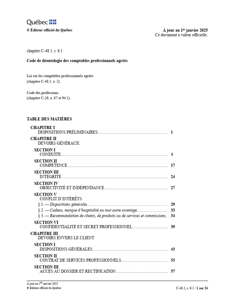 Code de déontologie des comptables agréés | PDF | Conflit d'intérêt ...