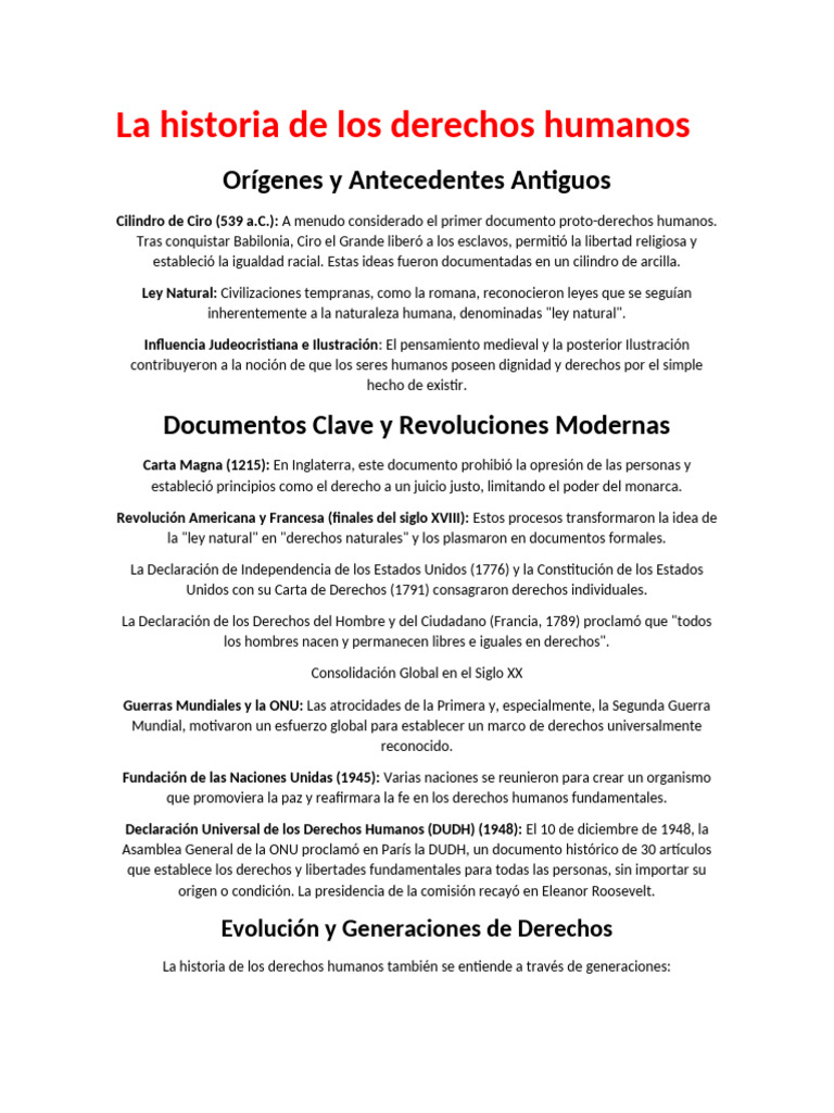 Historia y Evolución de los Derechos Humanos | PDF | Derechos humanos ...