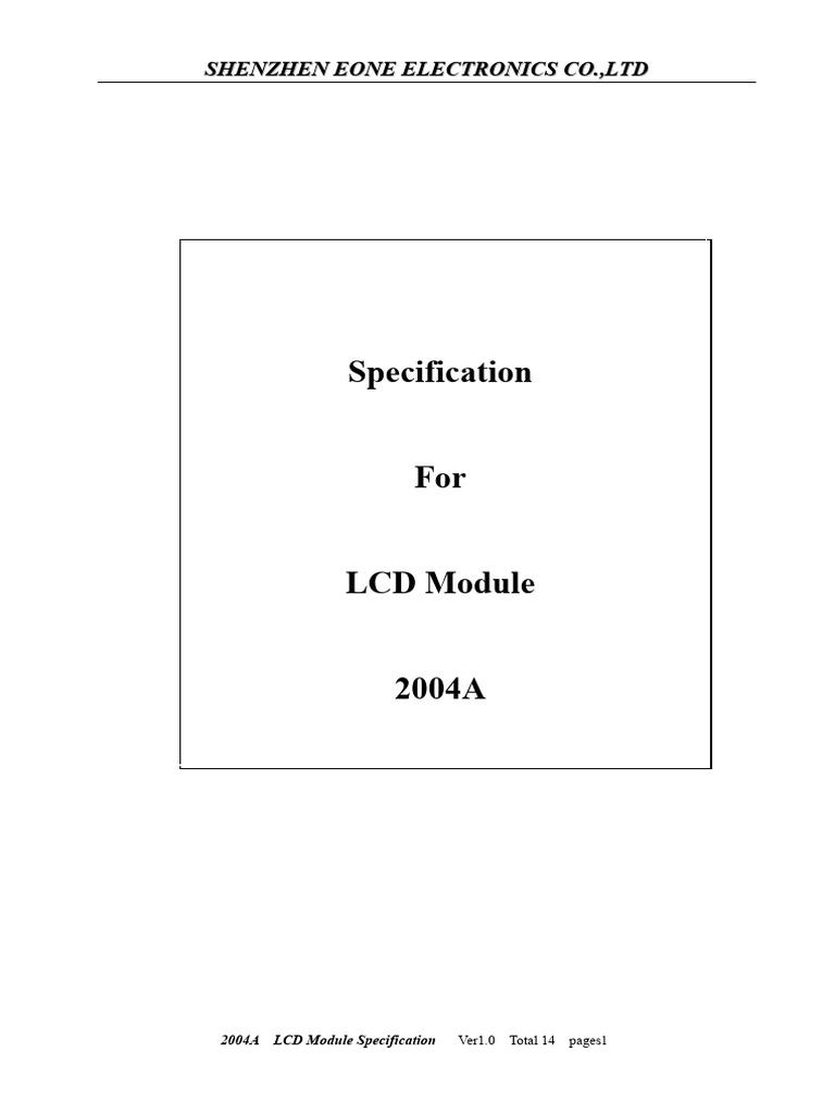 2004A LCD Module Specification Guide | PDF | Liquid Crystal Display ...