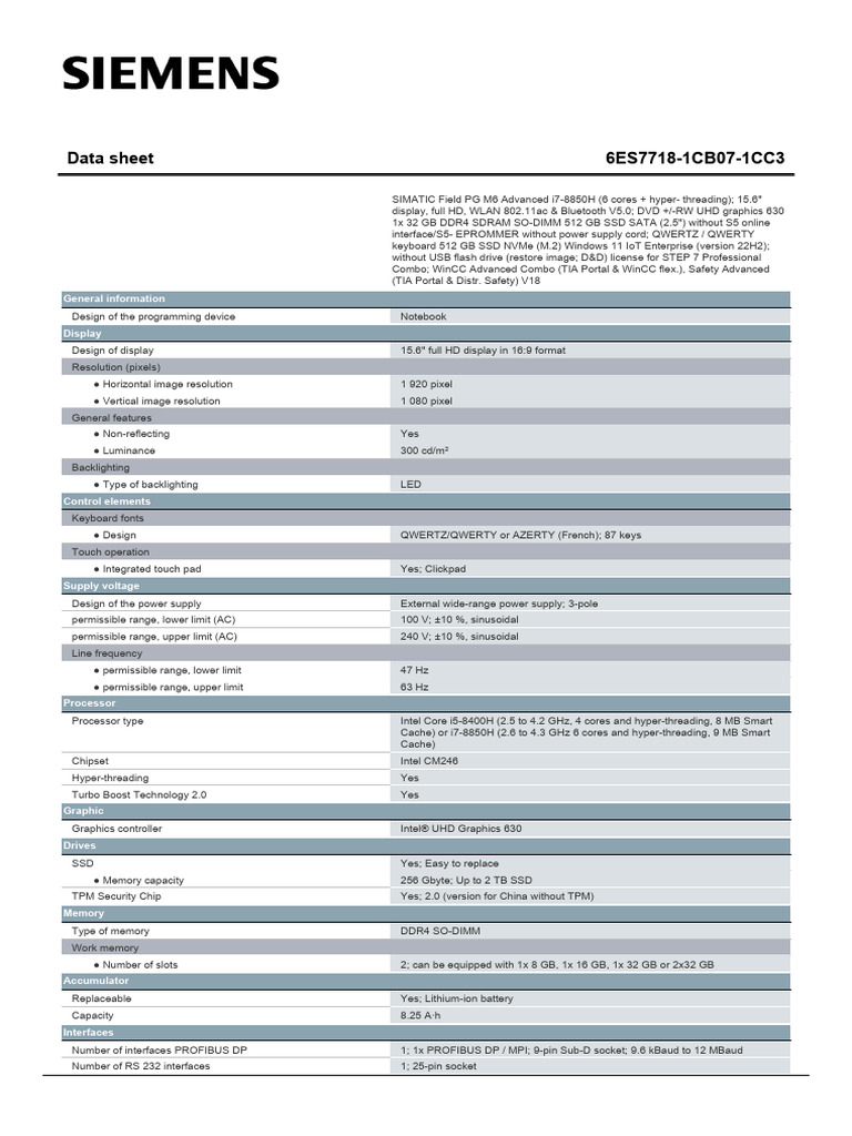 6ES77181CB071CC3 Datasheet en | PDF | Computer Hardware | Computer ...