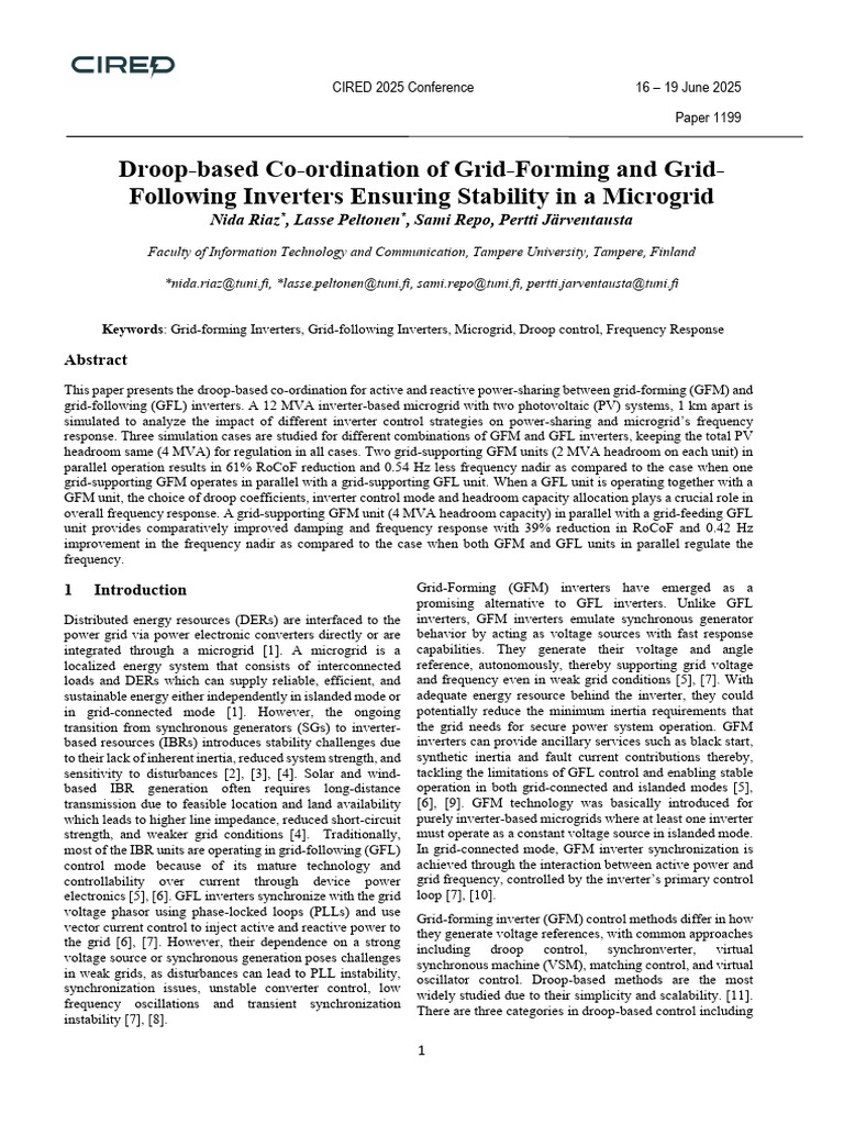 Droop Control in Microgrid Inverters | PDF | Power Inverter ...
