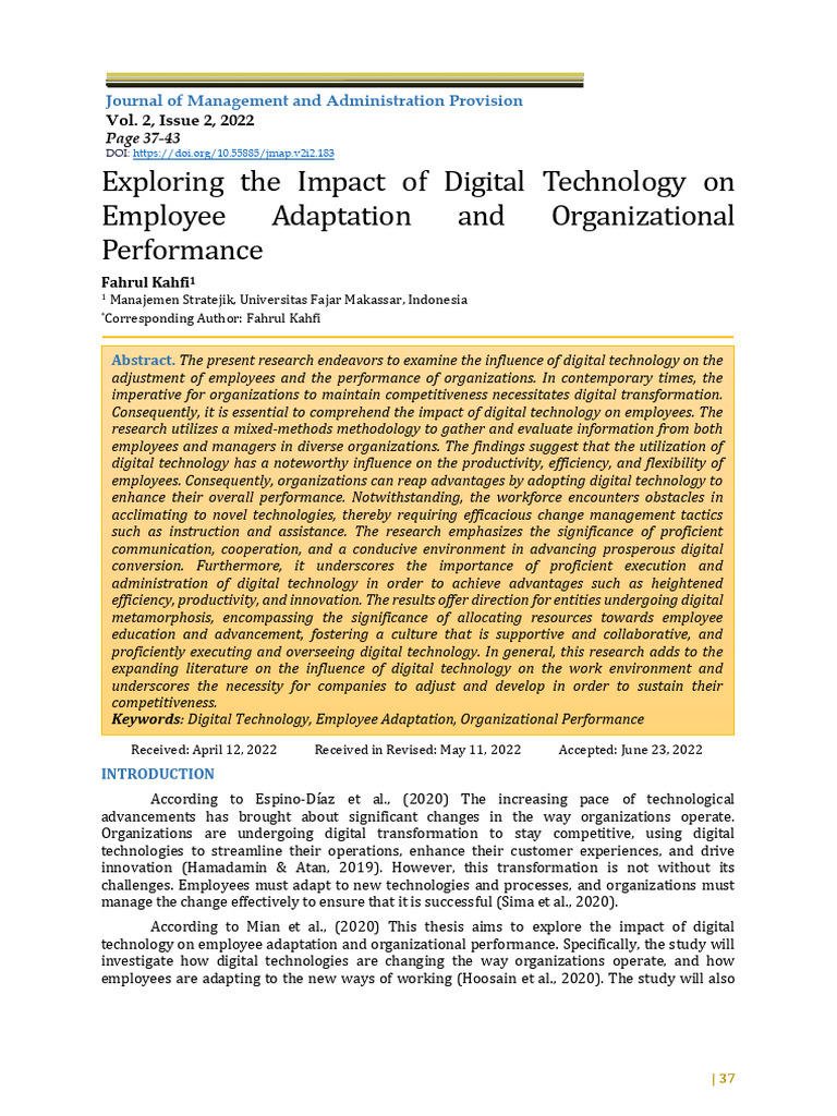 Digital Technology's Impact on Employees | PDF | Survey Methodology ...