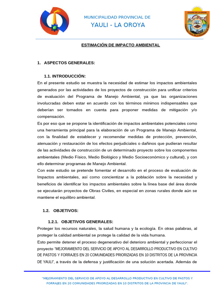 Estimación de Impacto Ambiental en Yauli | PDF | Entorno natural | Minería