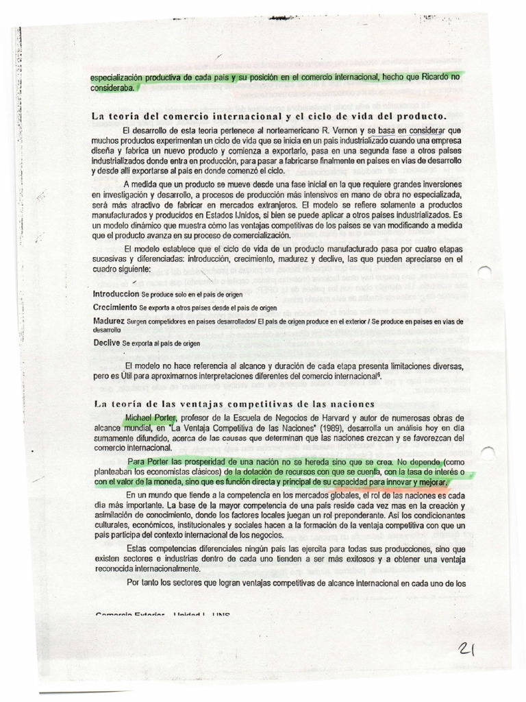 Teoría del Comercio Internacional y Ventajas Competitivas | PDF | El ...