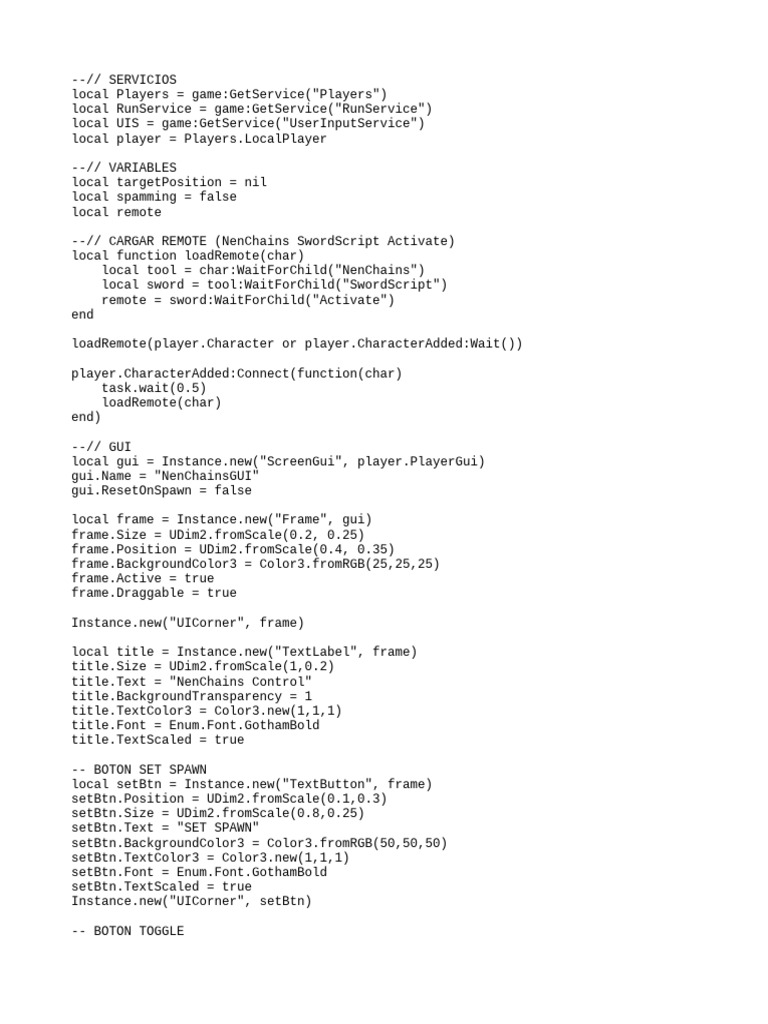 NenChains GUI Script for Roblox | PDF