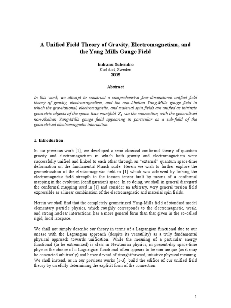 Unified Field Theory of Gravity and Electromagnetism | PDF | Field ...