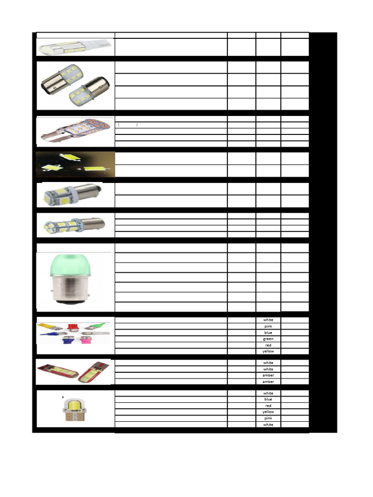 LED Light Bulb Specifications and Prices | PDF