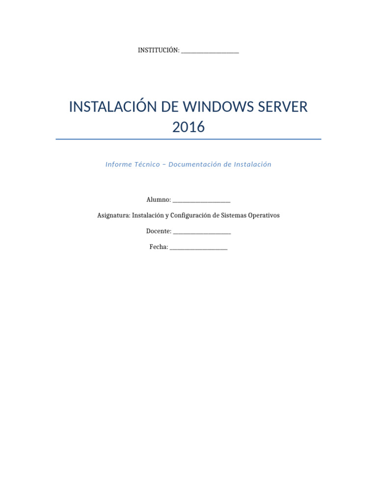 Guía de Instalación de Windows Server 2016 | PDF | Arranque | Máquina ...