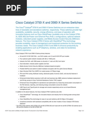 Cisco Catalyst 3750-X and 3560-X Series Switches: Data Sheet | PDF