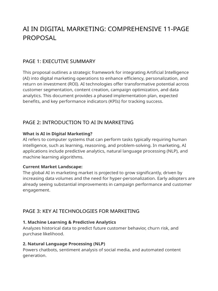 AI Integration in Digital Marketing Proposal | PDF | Artificial ...