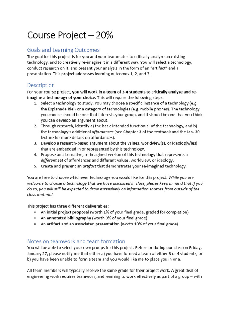 FinalProject - Assignment Guidelines & Rubric | PDF | Creativity | Citation
