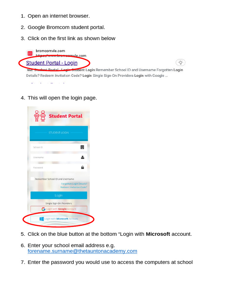 How to Log into Bromcom Portal | PDF