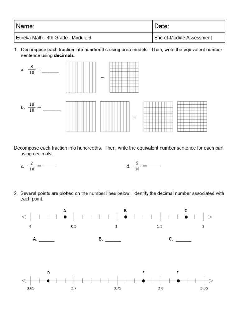 4th Grade Math Module 6 Assessment | PDF | Arithmetic | Mathematics