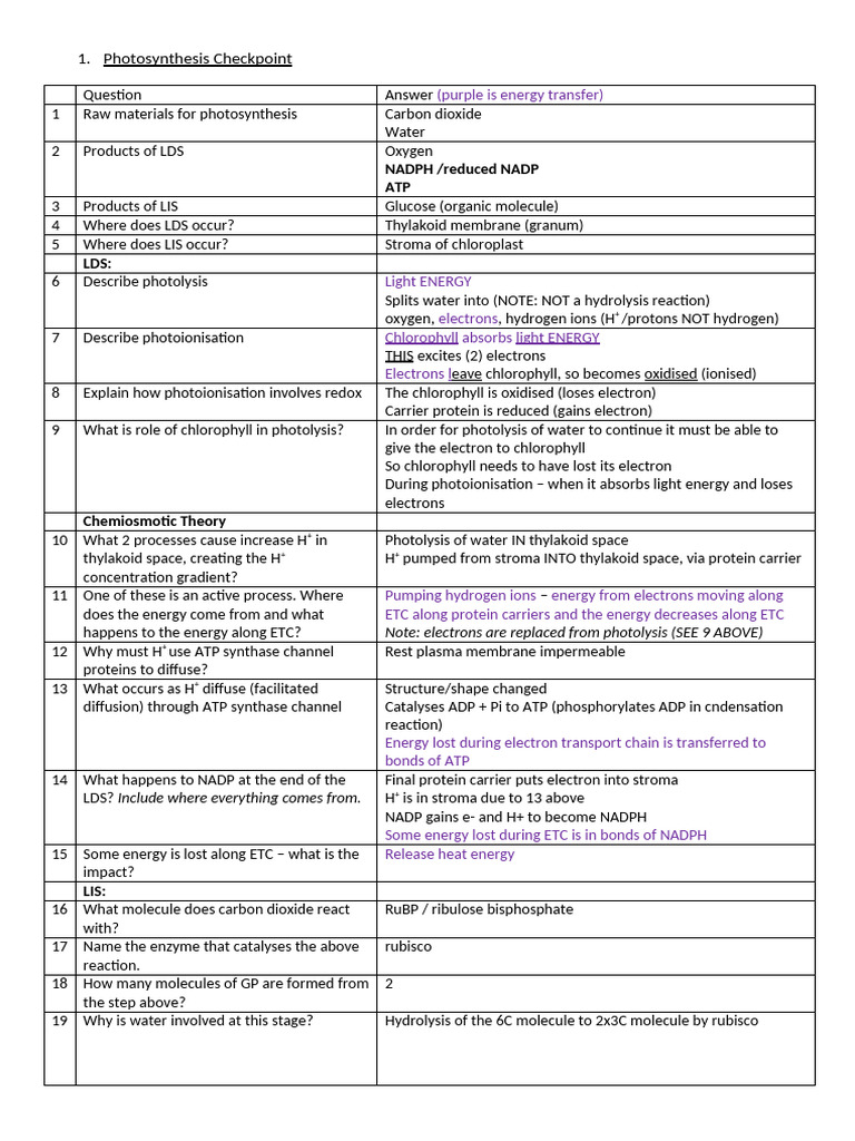 Photosynthesis Answers | PDF | Photosynthesis | Nicotinamide Adenine ...