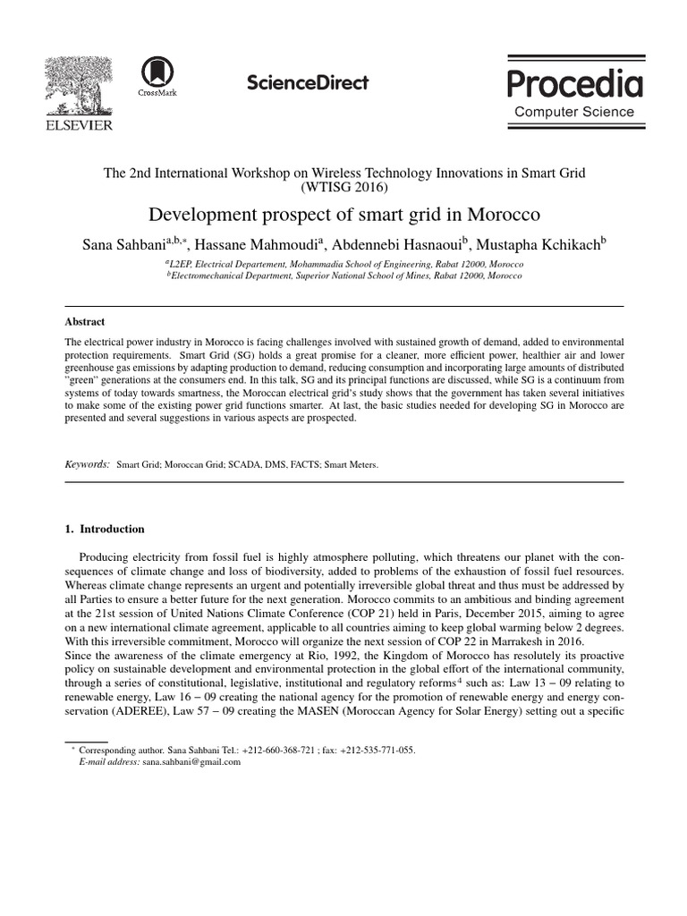 Smart Grid Development in Morocco | PDF