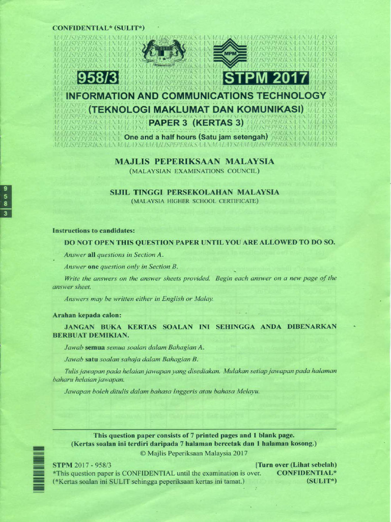 ICT Paper 3 2017 | PDF