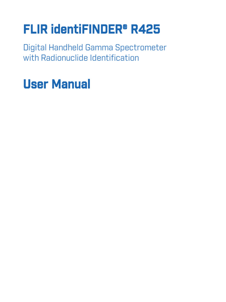 FLIR identiFINDER R425 User Manual | PDF | Menu (Computing) | Radionuclide