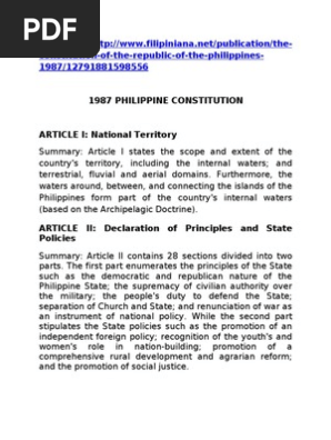 1987 Constitution Summary
