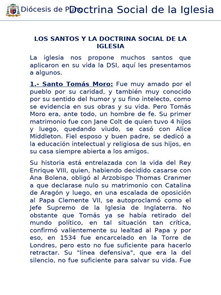 Santos y Doctrina Social de la Iglesia | PDF | Iglesia Católica