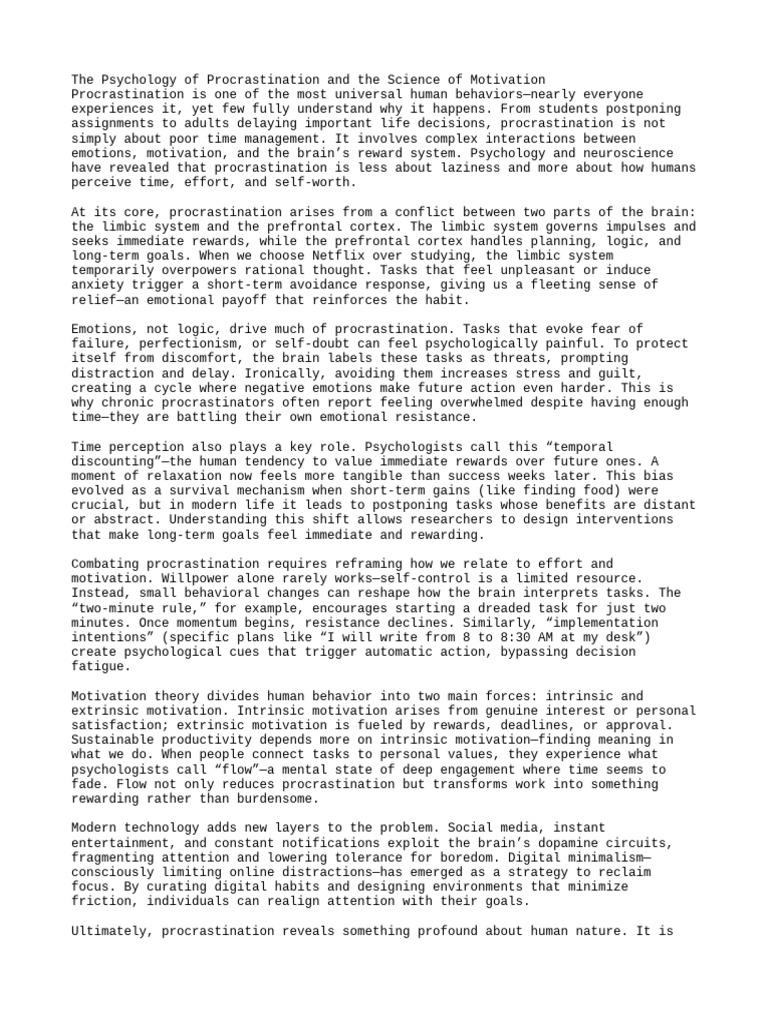 Understanding Procrastination Psychology | PDF | Professional Skills ...