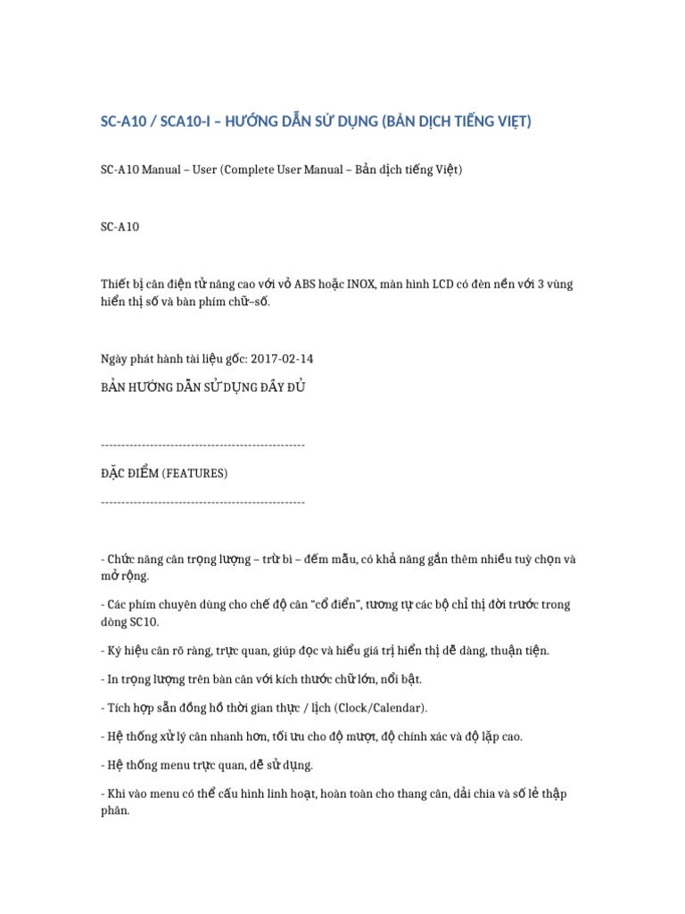 SCA10 Manual TiengViet v2 | PDF