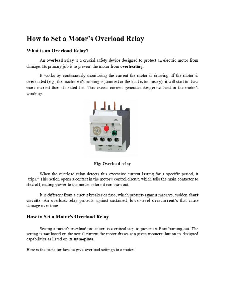 Overload Relay | PDF | Relay | Equipment