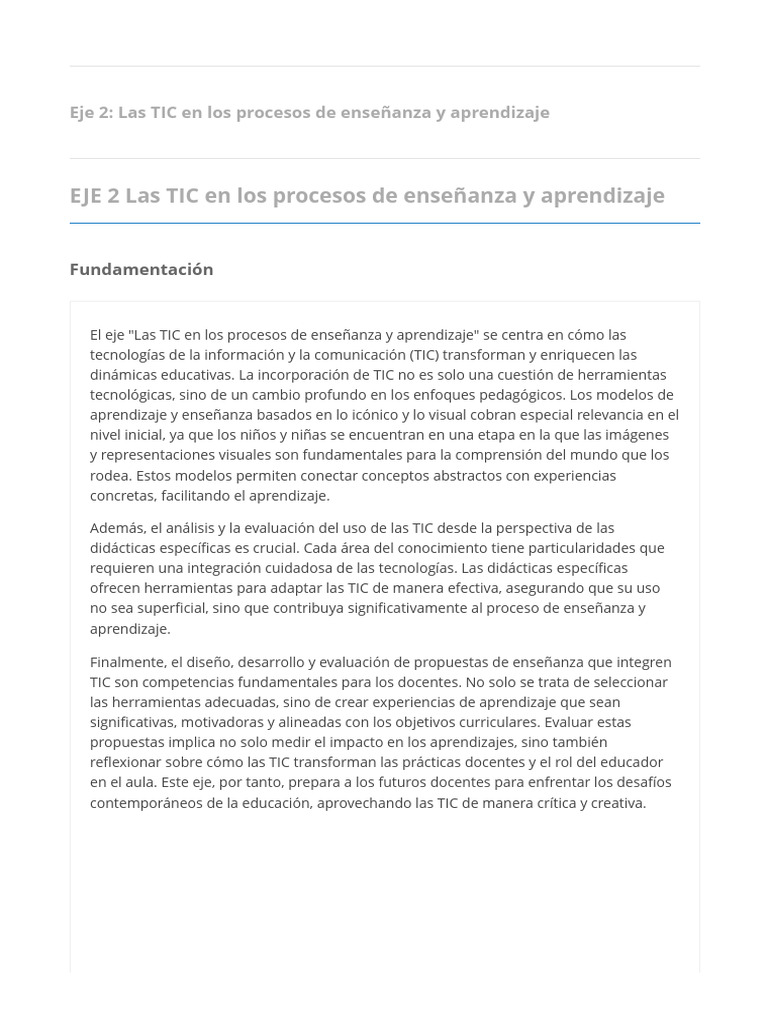 Eje 2 Las TIC en Los Procesos de Ensen Anza y Aprendizaje | PDF | Plan ...