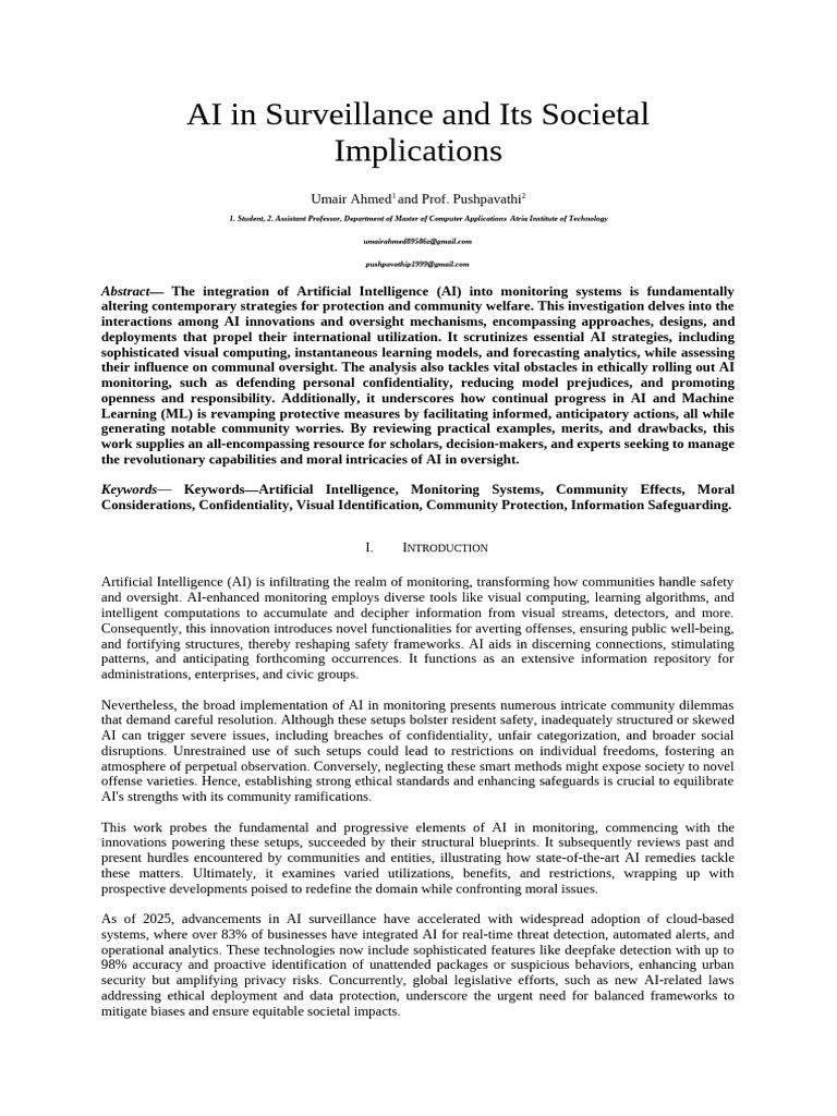 AI Surveillance: Ethical and Societal Impacts | PDF | Machine Learning ...