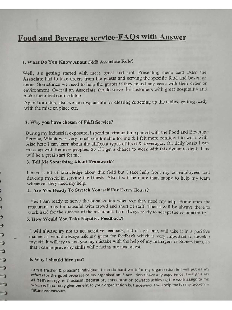 F&B Faq | PDF