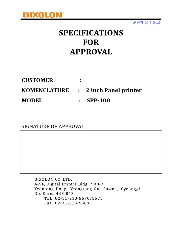 SPP-100 Panel Printer Specifications | PDF | Ascii | Computing