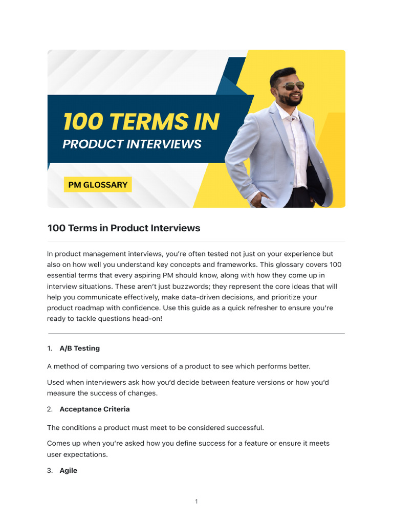 100 Terms in Product Interviews | PDF | Usability | Agile Software ...