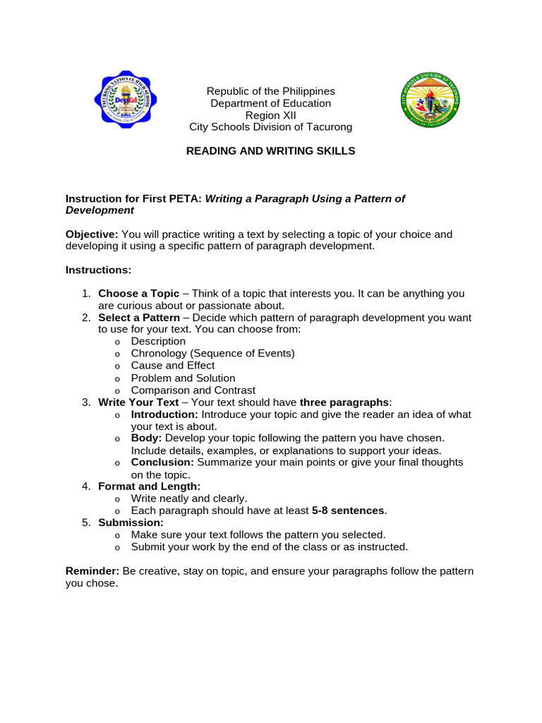 Instruction for First PETA | PDF