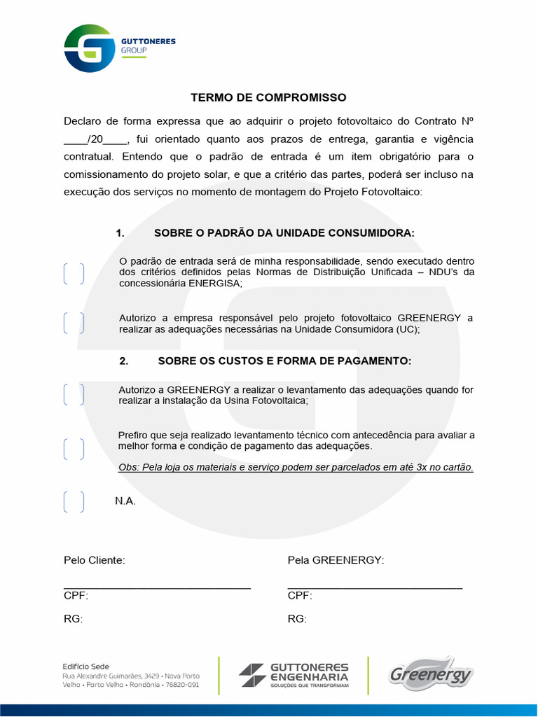 Termo de Compromisso - Adquação Padrão - Rv0 | PDF