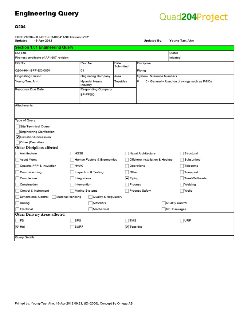Q204-HHI-BPF-EQ-0854-Fire Test Certificate of API 607 Revision | PDF ...