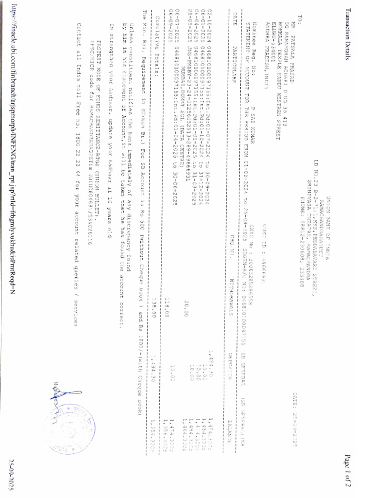 Patnala Prasad - Latest Account Statement | PDF