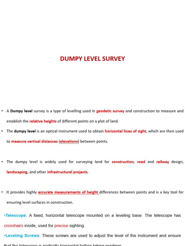 Dumpy Level Survey(1) | PDF | Surveying | Equipment
