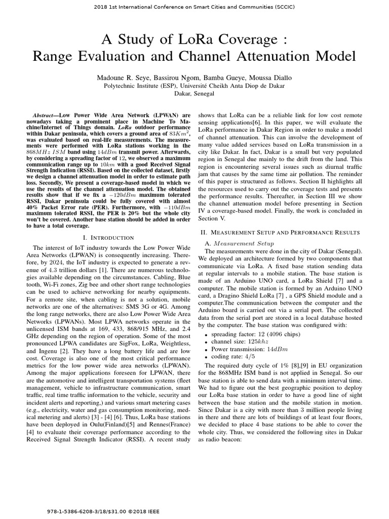 LoRa Coverage Study in Dakar Region | PDF | Signal To Noise Ratio ...