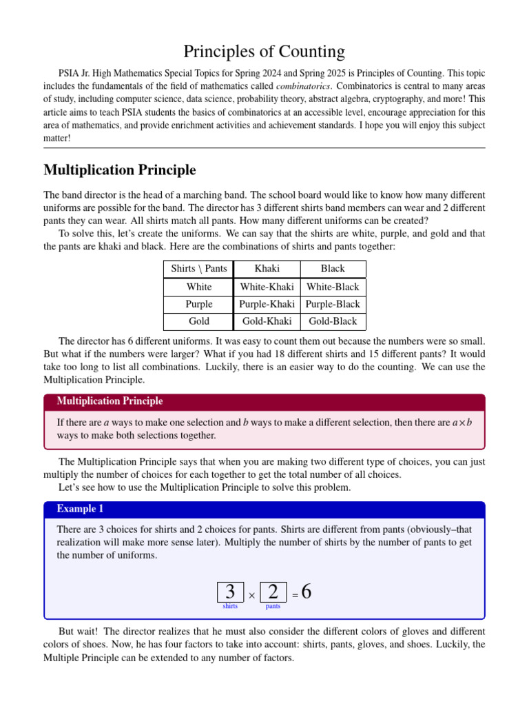 Counting Principles 2024 2025 | PDF | Set (Mathematics) | Intersection ...