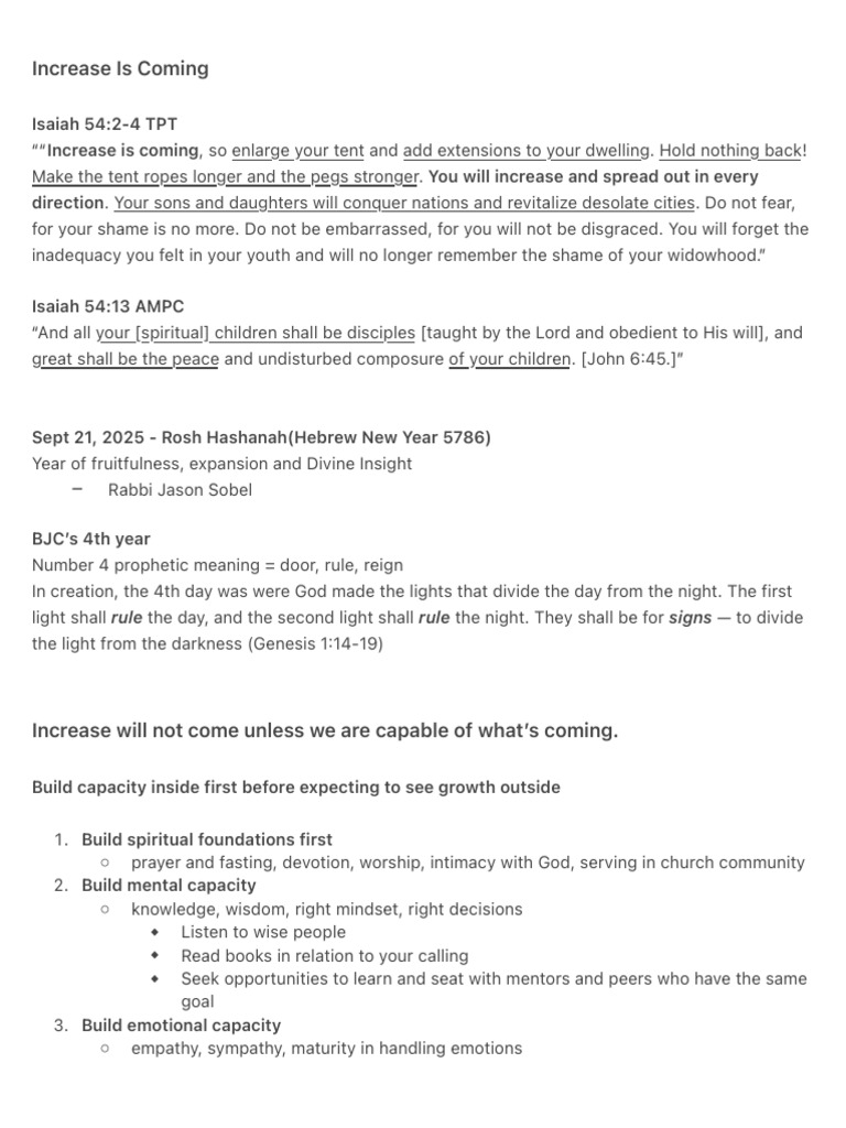 Prepare for Increase and Expansion | PDF