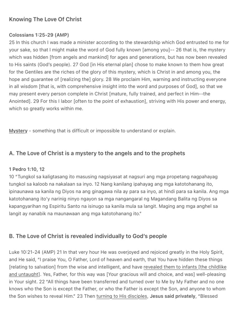 Understanding Christ's Love Revealed | PDF | Jesus | Glory (Religion)