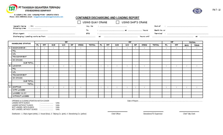 Container Loading and Discharging Report | PDF | Shipping | Water Transport