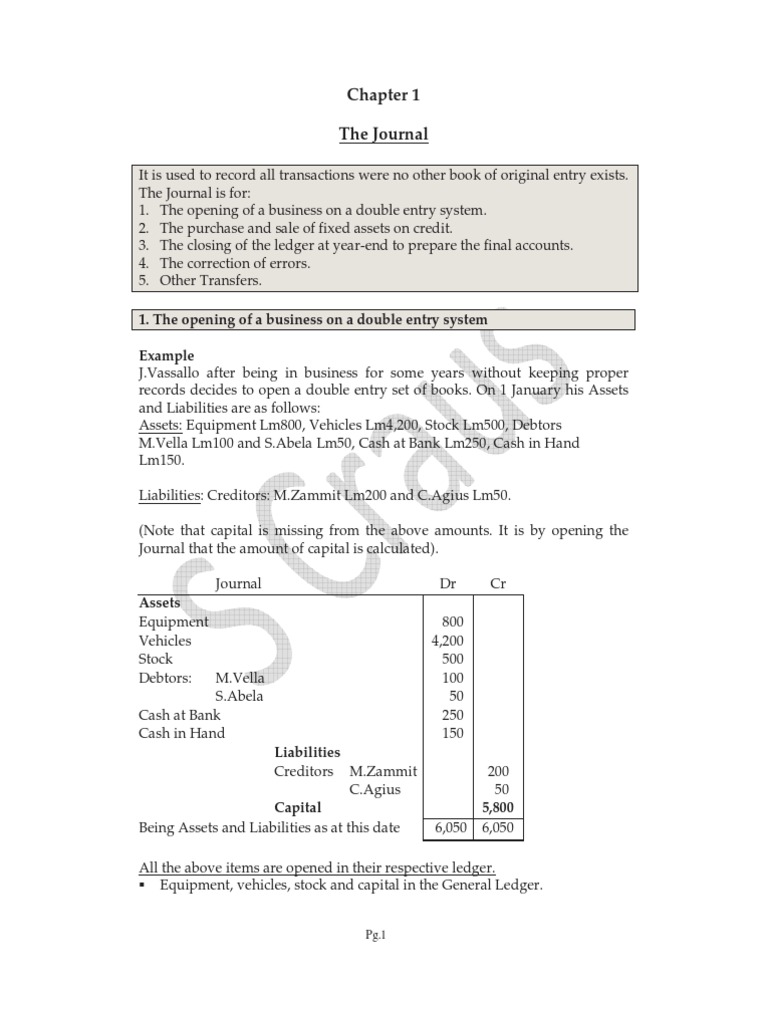 Opening Journal Entry Examples | PDF | Debits And Credits | Accounting
