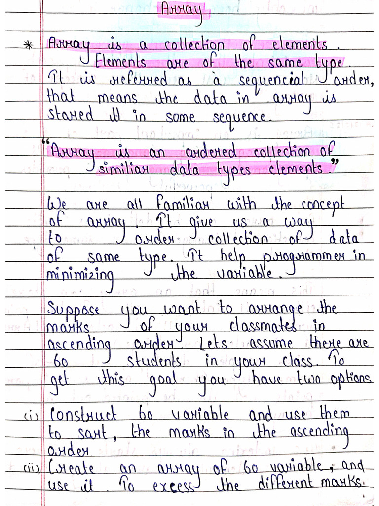 Array (1-D and 2-D Array) | PDF